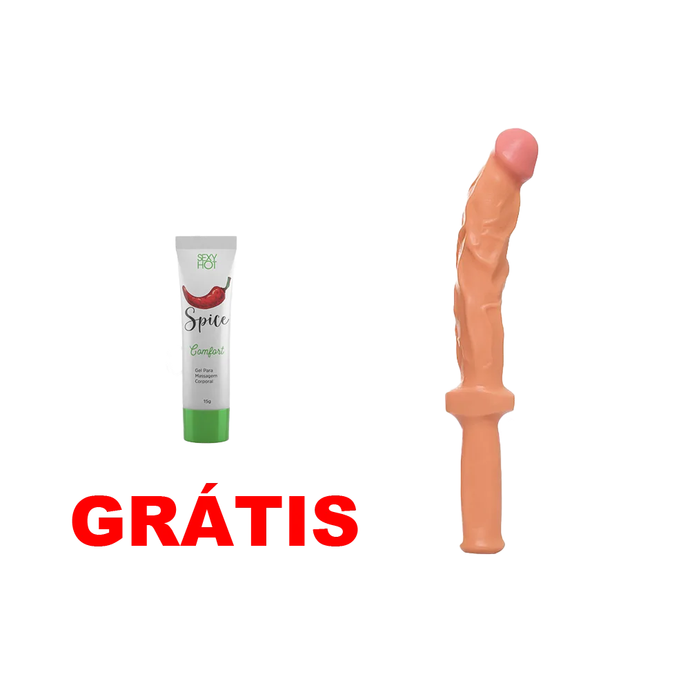 Prótese Patric Formato de Facão 23x4 cm (pênis) e 13 cm (cabo) Sex Shop