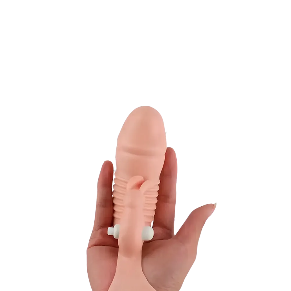 Capa de dedo com vibração em silicone bege