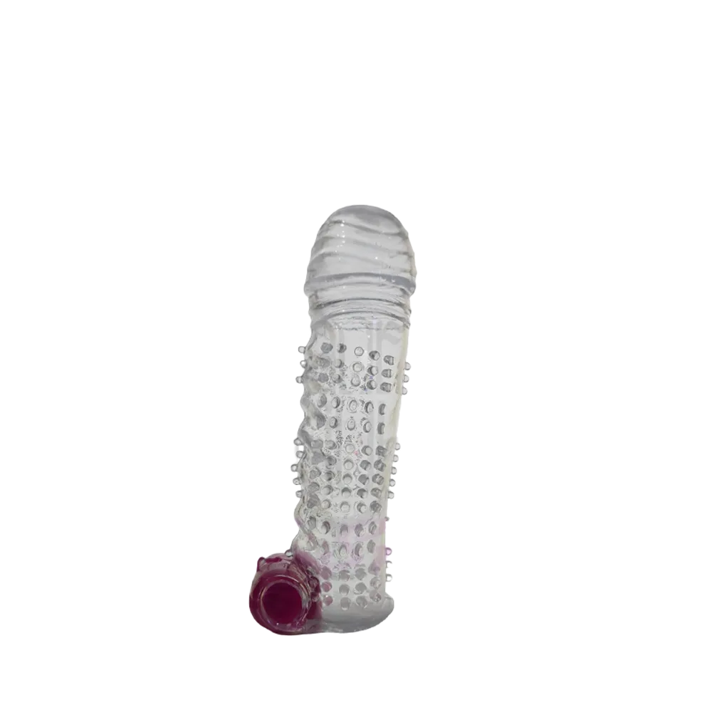 Capa peniana em silicone translúcido com vibrador 14,5x3,5 cm Sex shop