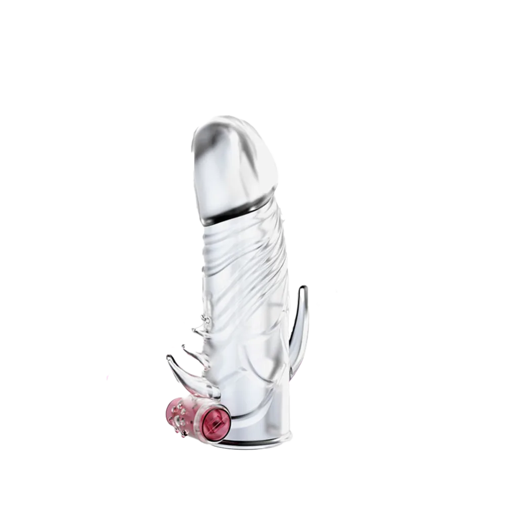 Capa peniana em silicone com vibrador translucida 12x3 CM