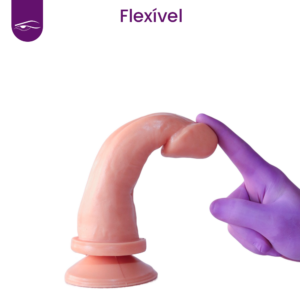 Prótese Bege em Silicone com Vibração - 16,5x4,5 cm - Sex Shop