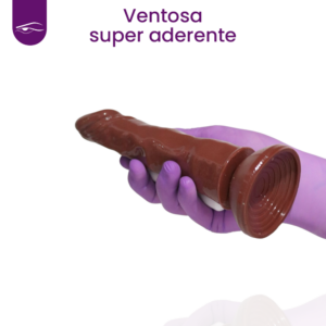 Prótese Marrom em Silicone com Vibração - 17,5x4 cm - Sex Shop