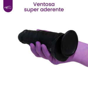 Prótese Preta em Silicone com Vibrador - 16,5x4,5 cm - Sex Shop