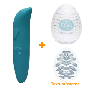 Masturbador Egg Wavy + Vibrador Ponto G Verde    Sex Shop