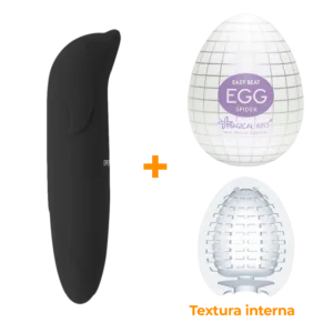 Masturbador Egg Spider + Vibrador Ponto G Preto    Sex Shop