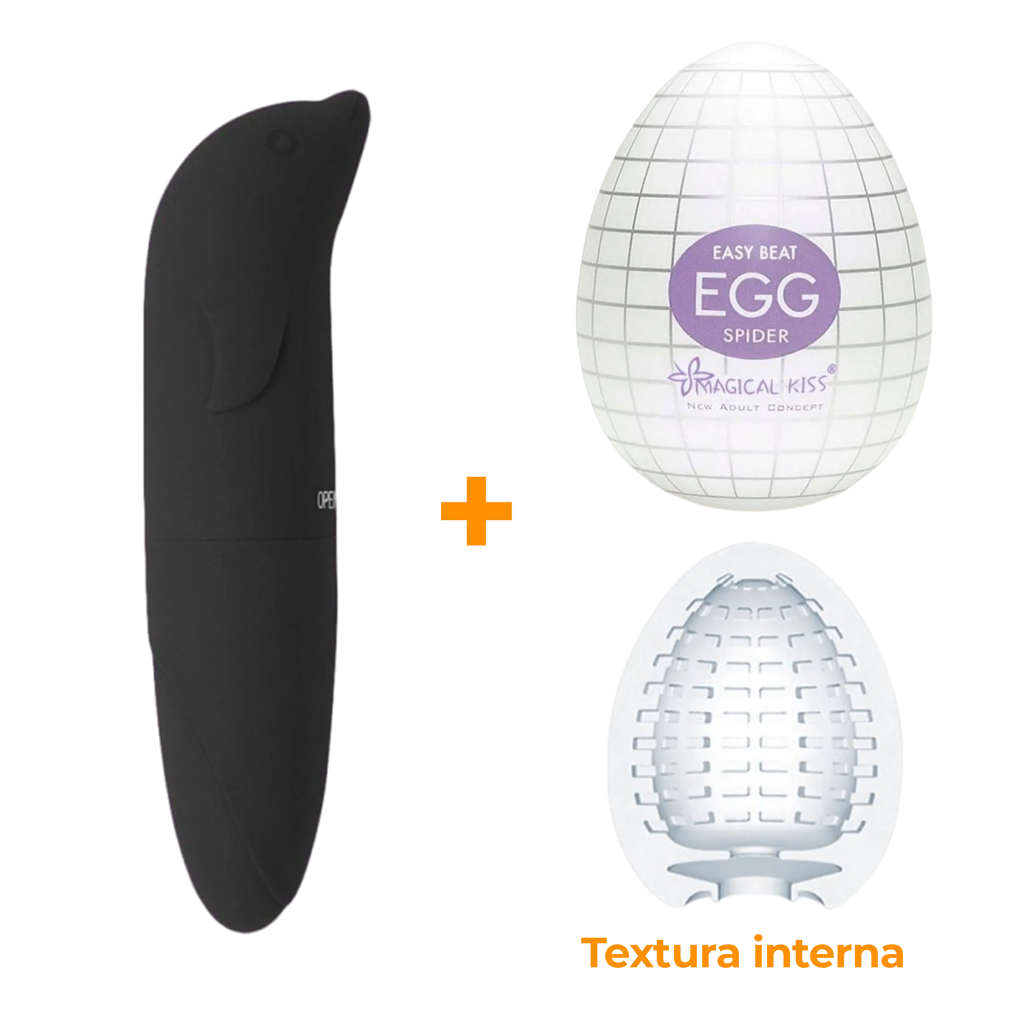 Masturbador Egg Spider + Vibrador Ponto G Preto Sex Shop