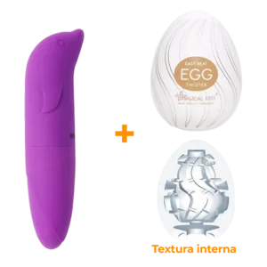 Masturbador Egg Twister + Vibrador Ponto G Roxo    Sex Shop