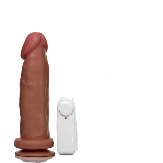 Pênis 8L com Ventosa e Vibro Controle Remoto 20 x 5cm Nova Cor Marrom Realísta