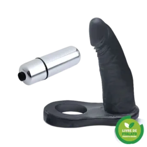 Anel Companheiro 11x2,5 cm na cor preto   Com Vibrador Torpedo  Sex Shop
