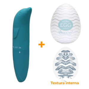 Masturbador Egg Wavy + Vibrador Ponto G Verde  - Sex Shop