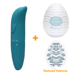 Masturbador Egg Wavy + Vibrador Ponto G Verde  - Sex Shop