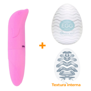 Masturbador Egg Wavy + Vibrador Ponto G Rosa  - Sex Shop