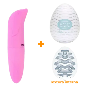 Masturbador Egg Wavy + Vibrador Ponto G Rosa  - Sex Shop