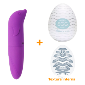 Masturbador Egg Wavy + Vibrador Ponto G Roxo  - Sex Shop