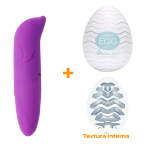 Masturbador Egg Wavy + Vibrador Ponto G Roxo  - Sex Shop