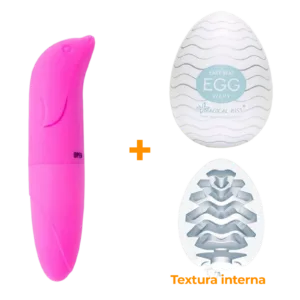 Masturbador Egg Wavy + Vibrador Ponto G Pink  - Sex Shop