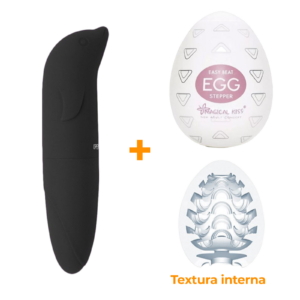 Masturbador Egg Stepper + Vibrador Ponto G Preto  - Sex Shop