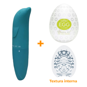 Masturbador Egg Clicker + Vibrador Ponto G Verde  - Sex Shop