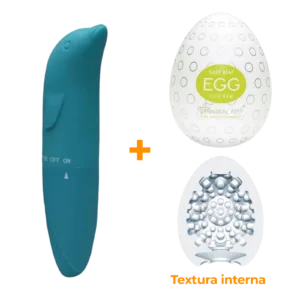 Masturbador Egg Clicker + Vibrador Ponto G Verde  - Sex Shop