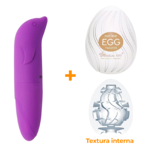 Masturbador Egg Twister + Vibrador Ponto G Roxo  - Sex Shop