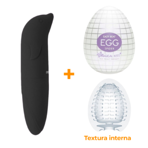 Masturbador Egg Spider + Vibrador Ponto G Preto  - Sex Shop