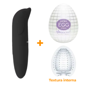 Masturbador Egg Spider + Vibrador Ponto G Preto  - Sex Shop
