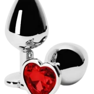 Plug Vermelho com Pedra em Formato de Coração - Tamanho P - Sex Shop
