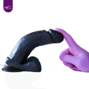 Prótese Preta com Escroto, Ventosa e Vibrador - 18x4 cm - Sex Shop