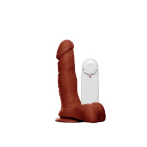 Prótese Marrom em Silicone com Ventosa e Vibração - 16,5x4 cm - Sex Shop