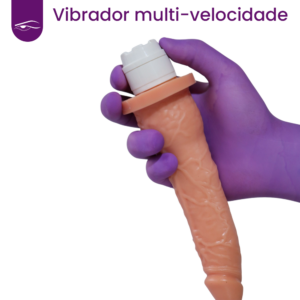 Prótese em Silicone com Vibrador - 18x3,5 cm - Sex Shop