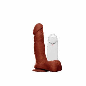 Prótese Marrom em Silicone com Ventosa e Vibração - 16,5x4 cm - Sex Shop