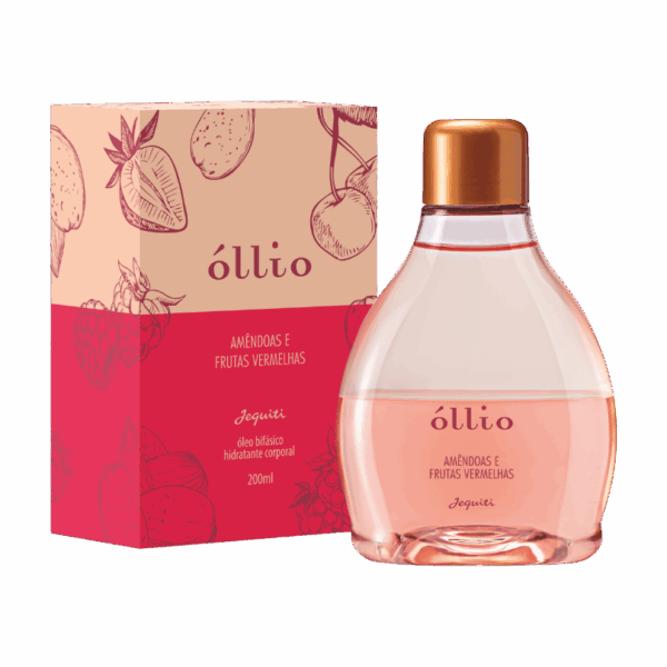 Óleo Bifásico Hidratante Corporal Óllio Âmendoas e Frutas Vermelhas, 200 ml