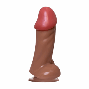 Pênis 20,5x6,5cm Com Ventosa Grosso Flexível e Escroto Marrom