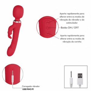 VIBRADOR PONTO G COM ESTIMULADOR  E VARA MAGICA