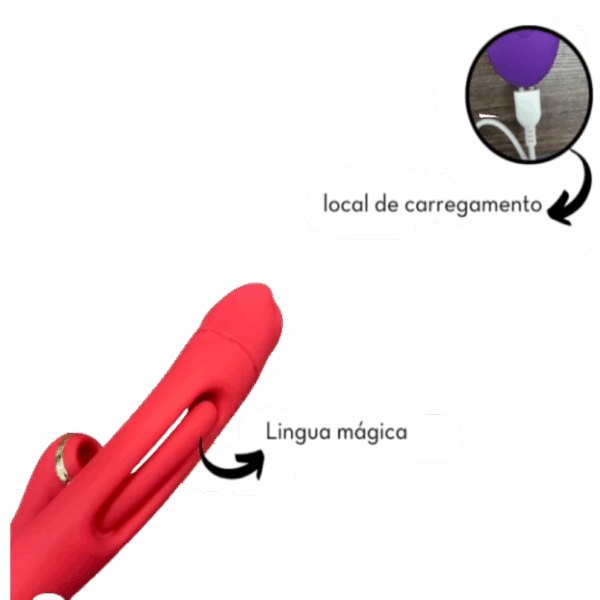 VIBRADOR LINGUA VAI E VEM COM ESTIMULADOR