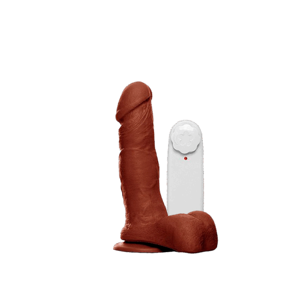 Prótese Marrom em Silicone com Ventosa e Vibração - 16,5x4 cm - Sex Shop