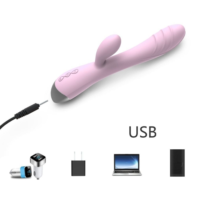 Vibrador com estimulador de clitóris usb Sex Shop