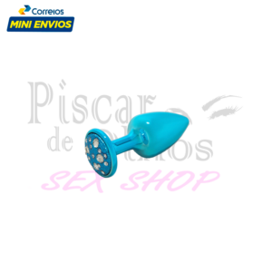 Plug M Azul Cravejado - Sex Shop