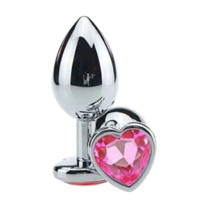 PLUG METAL CROMADO PEDRA CORAÇÃO - SEX SHOP
