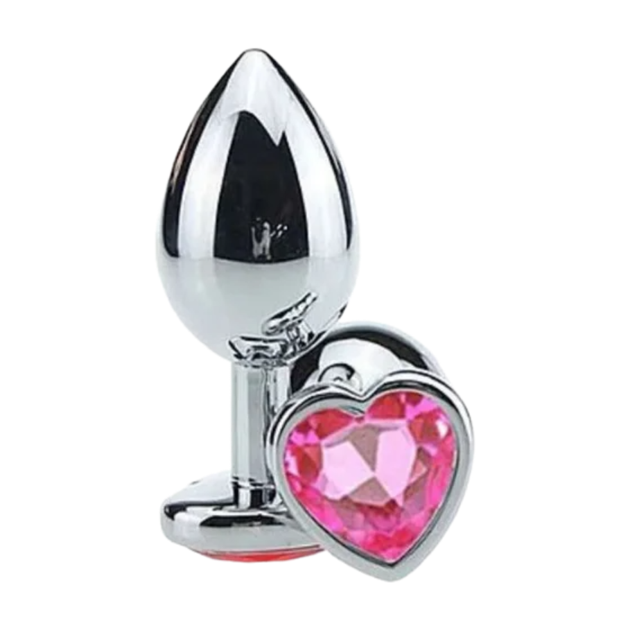 PLUG METAL CROMADO PEDRA CORAÇÃO - SEX SHOP