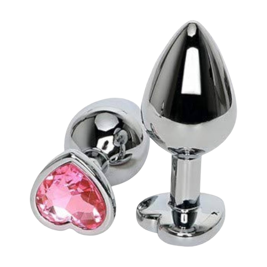 PLUG METAL CROMADO PEDRA CORAÇÃO - SEX SHOP