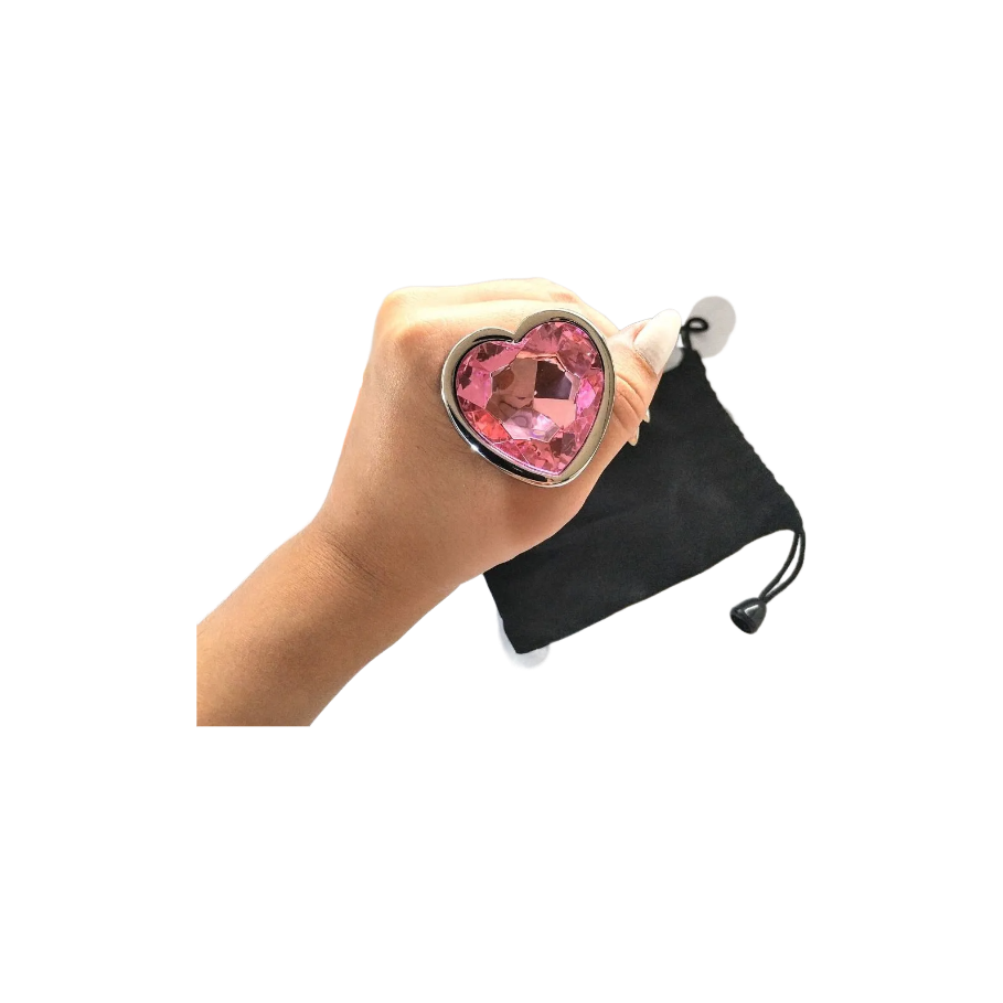 PLUG METAL CROMADO PEDRA CORAÇÃO - SEX SHOP