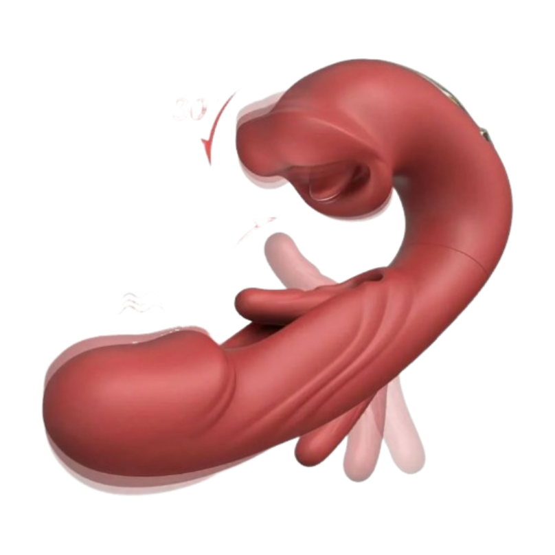 Vibrador Ponto G Em Formato De Glande Com Língua Mágica E Boca Estimuladora