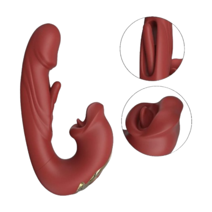 Vibrador Ponto G Em Formato De Glande Com Língua Mágica E Boca Estimuladora